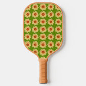 Yellow Dahlia Floral Pattern over Green Pickleball Paddle (Voorkant)
