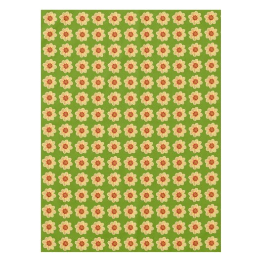 Yellow Dahlia Floral Pattern over Green Tafelkleed (Voorkant)