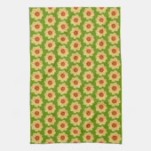 Yellow Dahlia Floral Pattern over Green Theedoek (Verticaal)