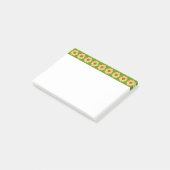 Yellow Dahlia Floral Pattern over groene grens Post-it® Notes (Schuin)