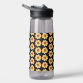 Yellow Dahlia Flower Pattern op Black Waterfles (Rechts)