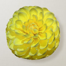 Yellow Dahlia Flower Round Accent Sierkussen