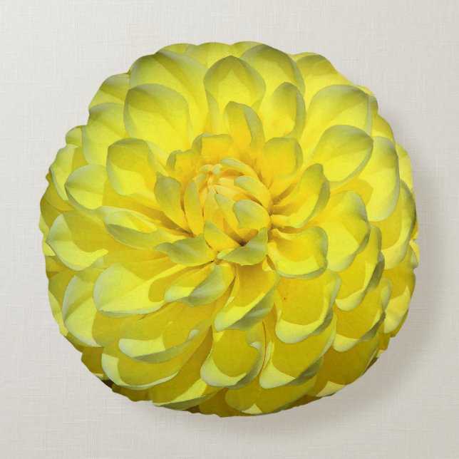 Yellow Dahlia Flower Round Accent Sierkussen Rond Kussen (Voorkant)