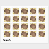 Yellow Dahlia Flower Rustic Wood Weduwdatum Vierkante Sticker (Vel)