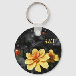 Yellow Dahlia Flowers Wisley Gardens Monogram Sleutelhanger