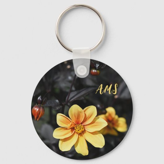 Yellow Dahlia Flowers Wisley Gardens Monogram Sleutelhanger (Voorkant)