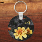 Yellow Dahlia Flowers Wisley Gardens Monogram Sleutelhanger (Voorkant)