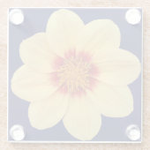 Yellow Dahlia op Blue Floral Glazen Onderzetter (Achterkant)