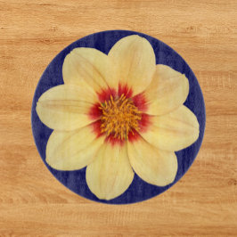 Yellow Dahlia op Blue Floral Snijplank