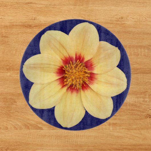 Yellow Dahlia op Blue Floral Snijplank