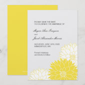 Yellow Dahlia op grijs Save The Date (Voorkant / Achterkant)