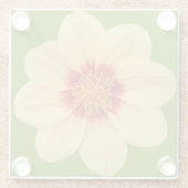 Yellow Dahlia over de Groene Floral Glazen Onderzetter (Achterkant)