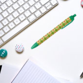 Yellow Dahlia over het groene Floral Pattern Zwarte Inkt Pen