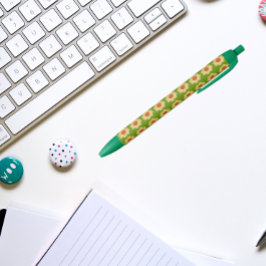 Yellow Dahlia over het groene Floral Pattern Zwarte Inkt Pen