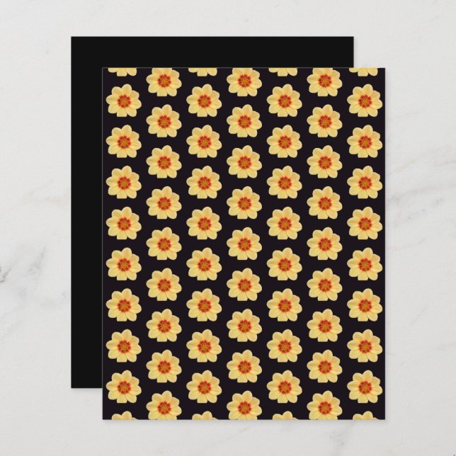 Yellow Dahlia Pattern on Black Scrapbook Paper (Voorkant / Achterkant)