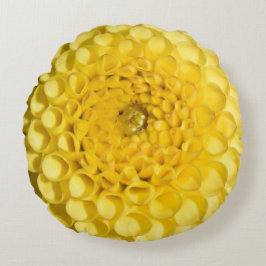 Yellow Dahlia Round Pillow Rond Kussen