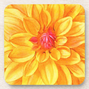 Yellow Dahlia waterverf Drankjes Onderzetter