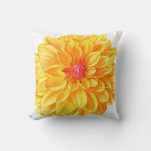Yellow Dahlia waterverf Kussen