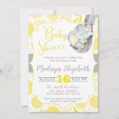 Yellow Dahlias Baby Elephant Baby shower Kaart (Voorkant)