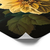 Yellow Dahlias Bloemenkunst Print Poster (Hoek)