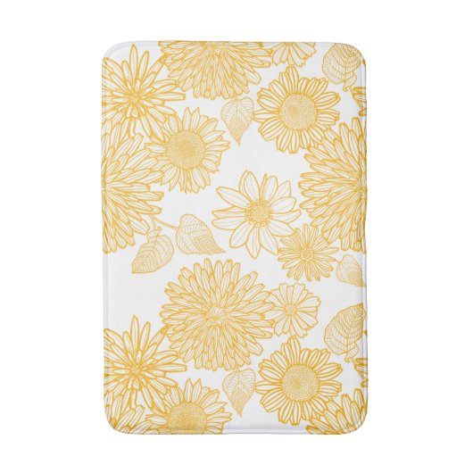 Yellow Dahlias & Daisies Badmat (Voorkant Verticaal)