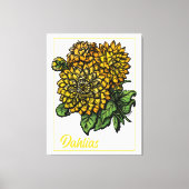 Yellow Dahlias Floral Canvas Afdruk (Voorkant)