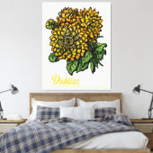 Yellow Dahlias Floral Canvas Afdruk (Insitu (Slaapkamer))