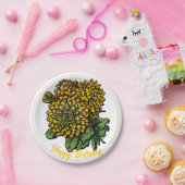 Yellow Dahlias Floral Papieren Bordje (Feest)