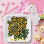 Yellow Dahlias Floral Papieren Bordje (Feest)