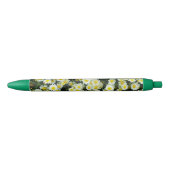Yellow Dainty Daisy Flower Buttonnen, Blauwe Inkt Pen (Voorkant)