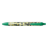 Yellow Dainty Daisy Flower Buttonnen, Blauwe Inkt Pen (Achterkant)