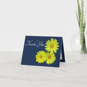 Yellow Daisies Blue Background Bedankt Kaart