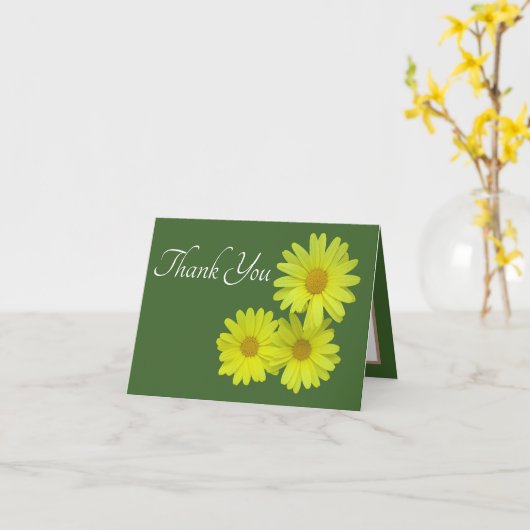 Yellow Daisies Green Background Bedankt Kaart (Gele Bloem)