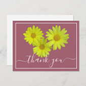 Yellow Daisies kleurrijke roze achtergrond bedankt Briefkaart (Voorkant / Achterkant)