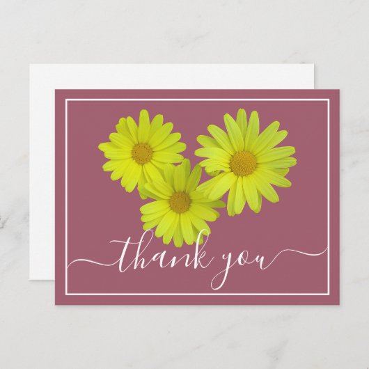 Yellow Daisies kleurrijke roze achtergrond bedankt Briefkaart (Voorkant / Achterkant)