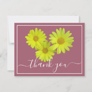 Yellow Daisies kleurrijke roze achtergrond bedankt Briefkaart