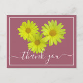 Yellow Daisies kleurrijke roze achtergrond bedankt Briefkaart (Voorkant)