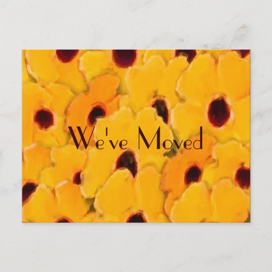 Yellow Daisies New Address Floral Aankondigingskaart (Voorkant)