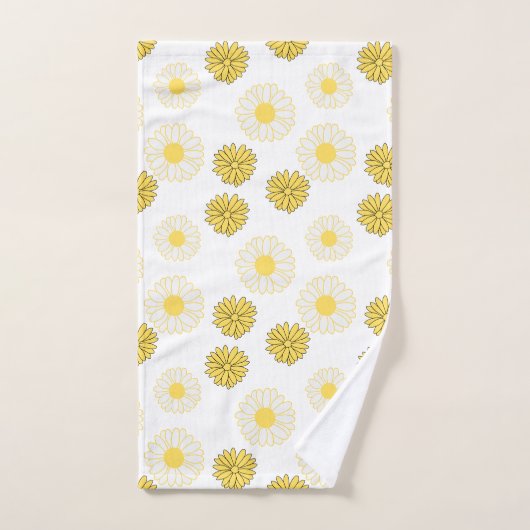 Yellow Daisies Pattern in White Bath Towel Set Bad Handdoek (Handdoek)
