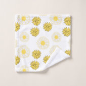 Yellow Daisies Pattern in White Bath Towel Set Bad Handdoek (Wasdoekje)
