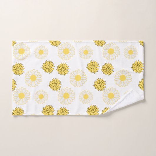 Yellow Daisies Pattern in White Bath Towel Set Bad Handdoek (Handdoek)