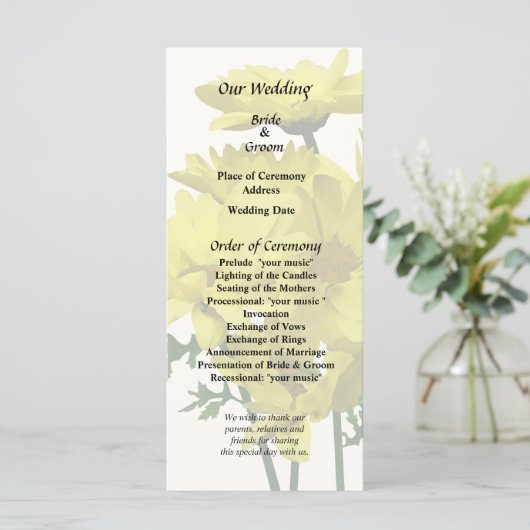 Yellow Daisies Programmakaart (Staand voorkant)