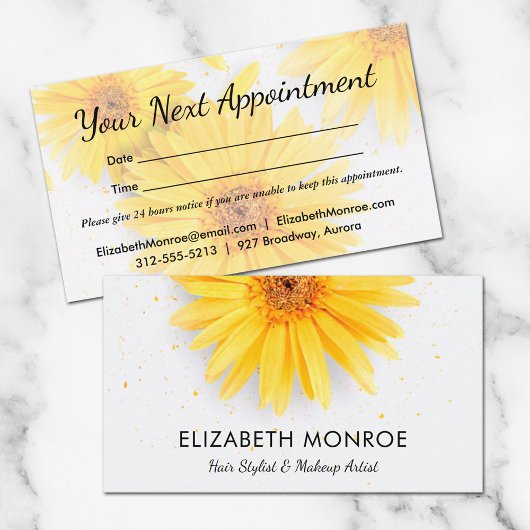 Yellow Daisies Salon Hair Stylist Afsprakenkaartje