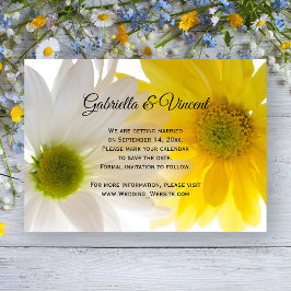 Yellow Daisies Wedding Save the Date Notice Kaart