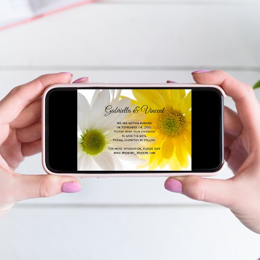 Yellow Daisies Wedding Save the Date Notice Kaart
