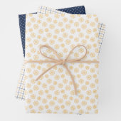 Yellow Daisies with Navy Wrapping Paper Sheets (In situ)