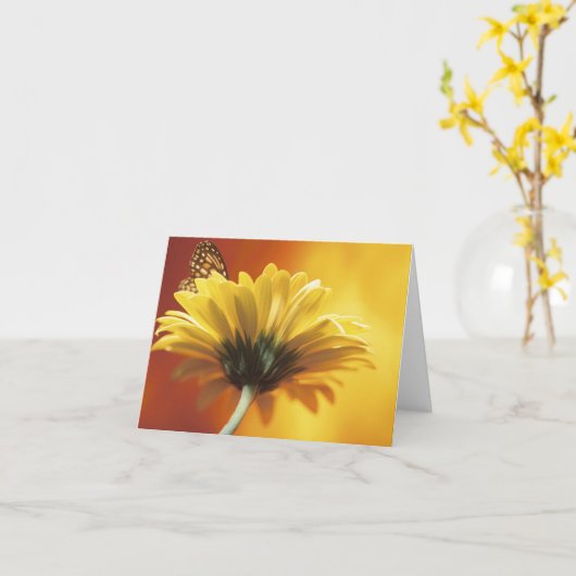 Yellow Daisy and Butterfly Note Card Kaart (Gele Bloem)