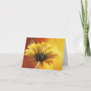 Yellow Daisy and Butterfly Note Card Kaart