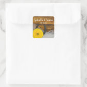 Yellow Daisy and Hoefijzer country Western Wedding Vierkante Sticker (Tas)