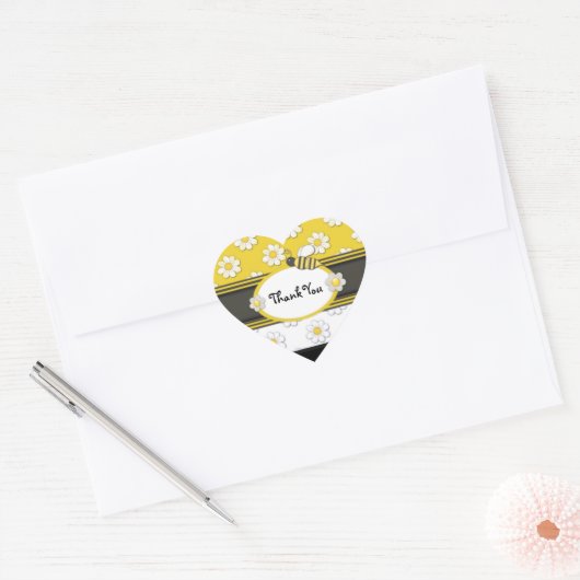 Yellow Daisy bedankt Hart Sticker (Envelop)